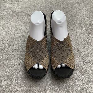 Steven By Steve Madden Wedge Peep Toe Sandals Women 6.5 Brown Black Foam Stretch